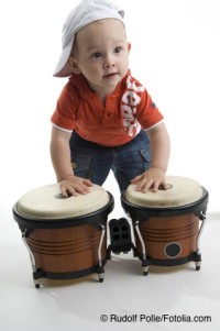 baby playing drum